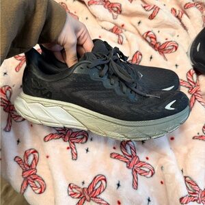 Hoka Black and Cream Athletic Shoes